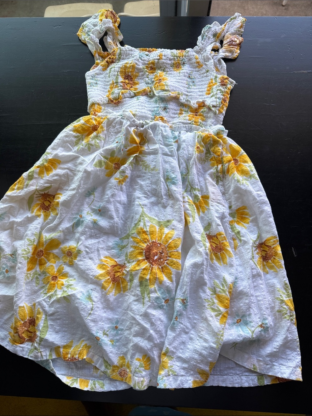 Old Navy White Dress with Yellow Sunflower Print